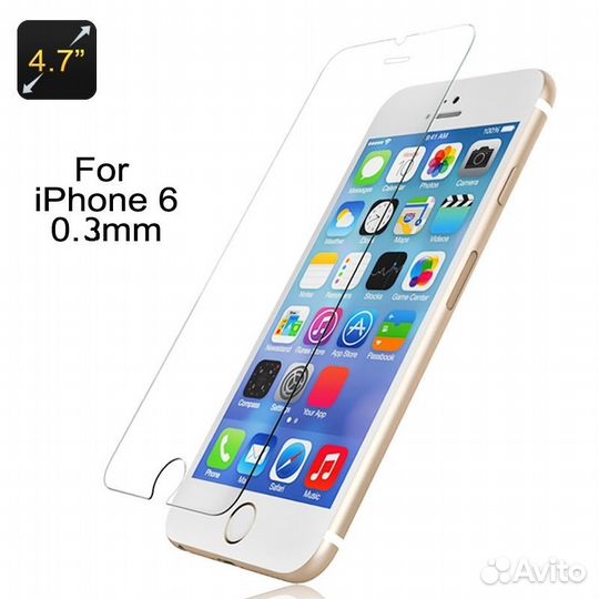 Защитное стекло для iPhone 6 - 0.3мм тверд.9H+