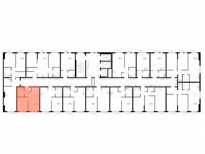 1-к. квартира, 34,1 м², 9/25 эт.