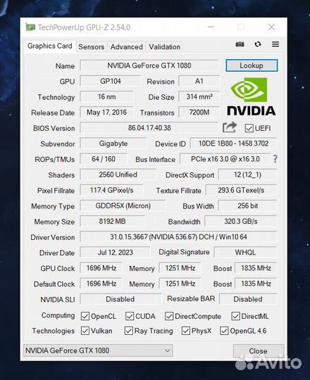 Видеокарта Gigabyte GeForce GTX 1080 G1 Gaming-8GD