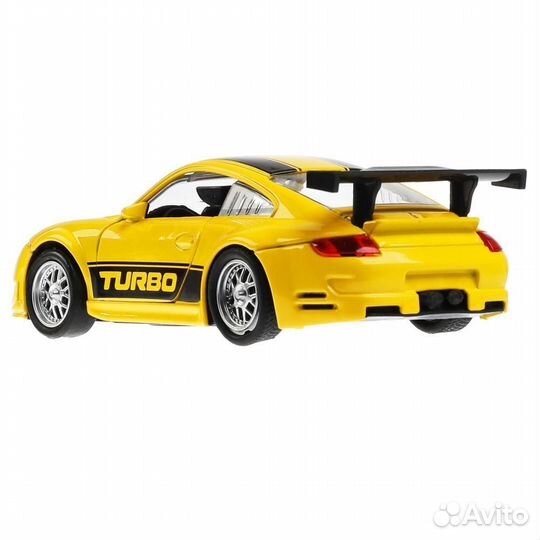 Машина Спорткар 14,5 см желтая металл инерция (свет, звук) Технопарк S688-1B-PR