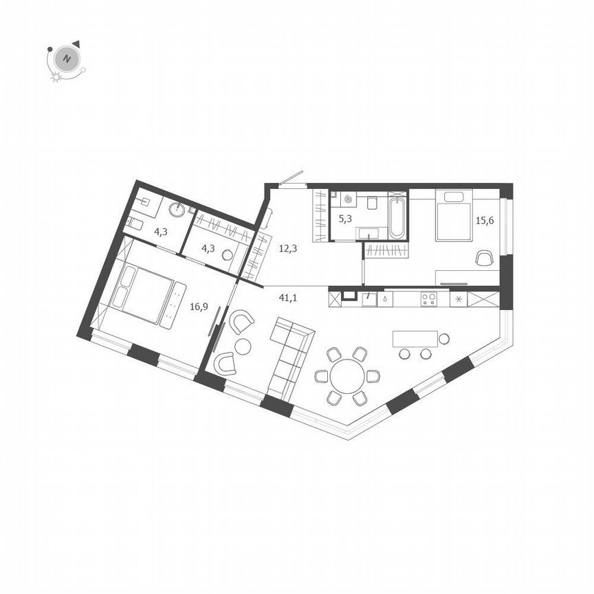 2-к. квартира, 99,8 м², 2/9 эт.