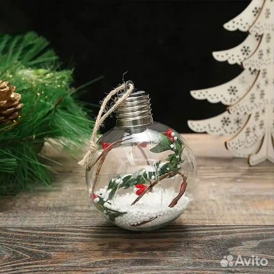 Новогодние шары на ёлку с подсветкой 6 шт