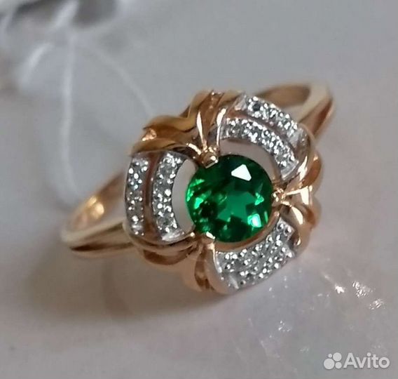 585 кольца р.16,5, 17, 17,5, 18 изумруд Новые