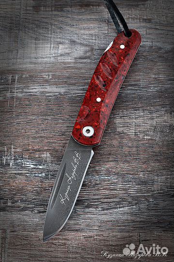 Нож складной Чибис сталь Х12мф накладки акрил крас