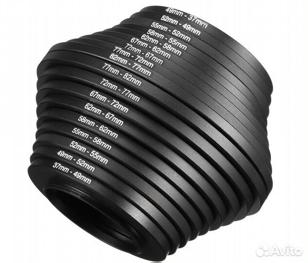 Комплект переходных колец 18 штук на объектив