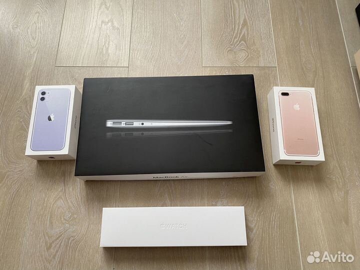 Коробка Apple watch, Macbook air, iPhone 7, 11