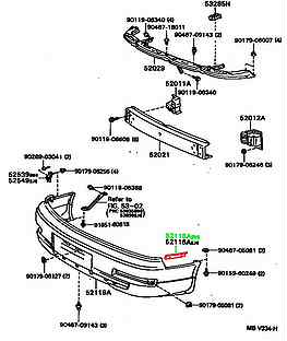 Крепление бампера переднее правое Toyota Camry