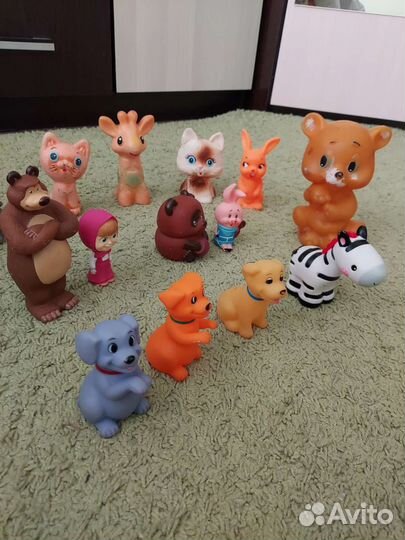 Резиновые игрушки, фигурки диких животных и птиц