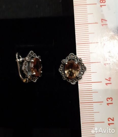 Серебряные серьги с султанитом 925 пр