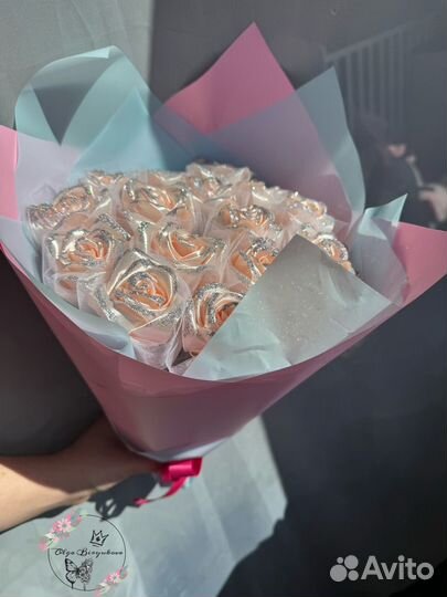 Букеты из атласных лент, ручная работа