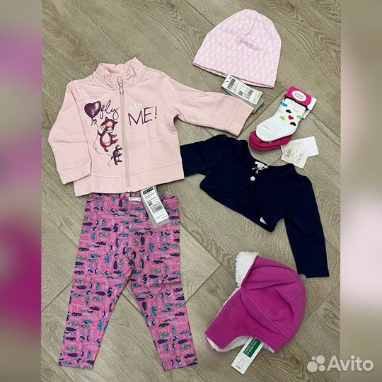 Новая одежда для девочки пакетом, 62-74. Италия