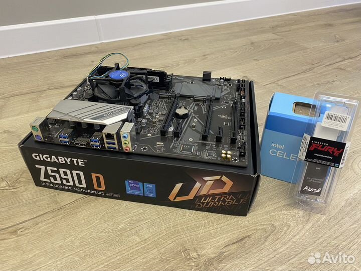 Комплект мат. плата z590, проц celeron, ddr4 8gb