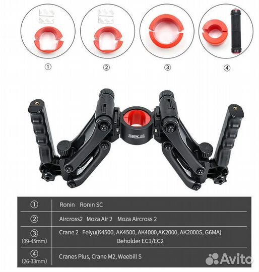 Пружинный двуручный хват с ремешком для DJI Ronin