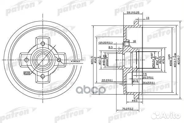 Барабан тормозной задн PDR1208 PDR1208 patron