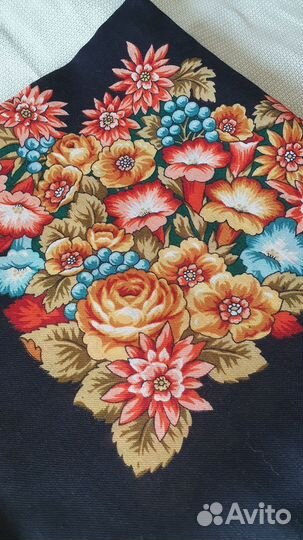 Павловопосадский платок, Рябиновые бусы, шерсть