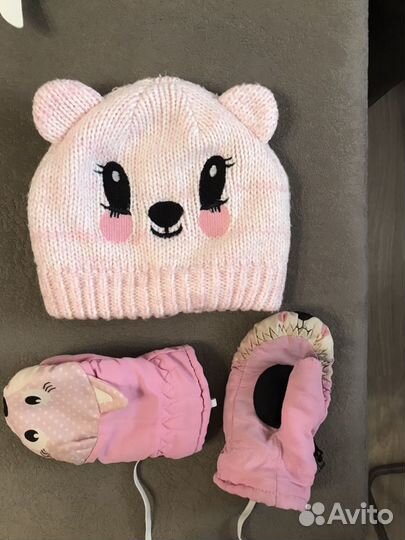 Комплект шапка, варежки