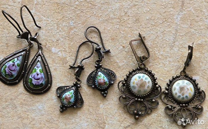 Серьги финифть СССР