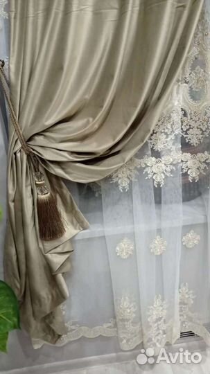 Шелковый бархат,цвет тауп/грибной.Тюль сетка