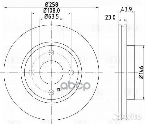 Диск тормозной ford fiesta IV 08- передний вент. d