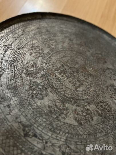 Поднос старинный медный
