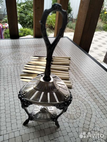 Антикварная подставка для ножей, ножи бронза