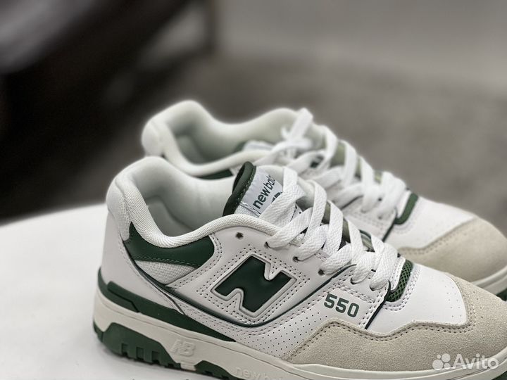 Кеды New balance 550 White green (люкс)