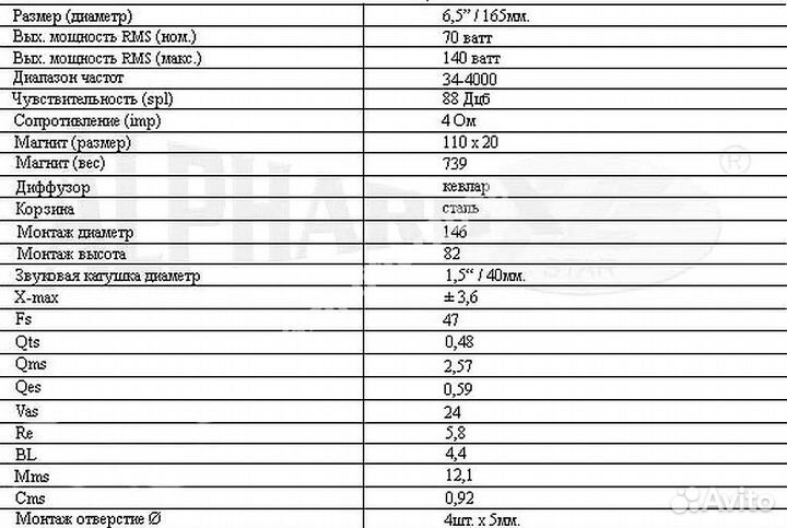 Alphard DW-65K2 (8) 8 Ом, 140 Watt. Новый