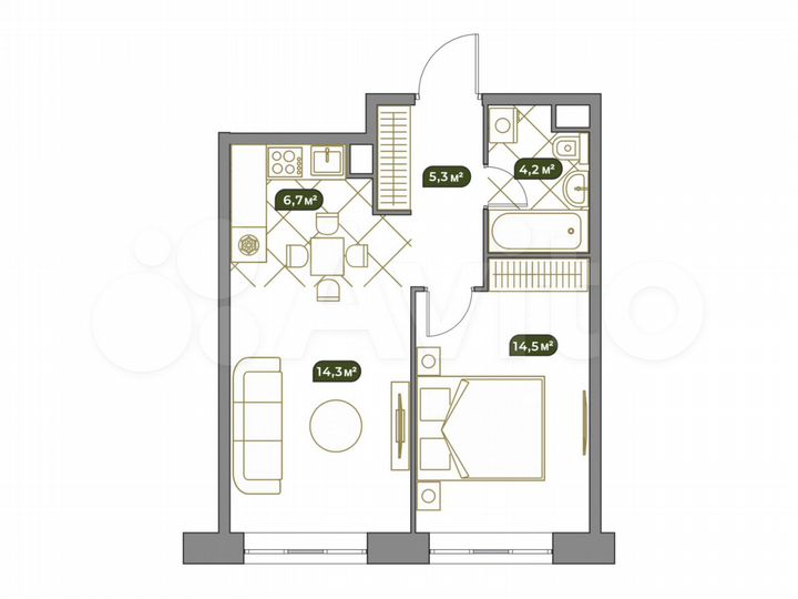 1-к. квартира, 45 м², 13/14 эт.