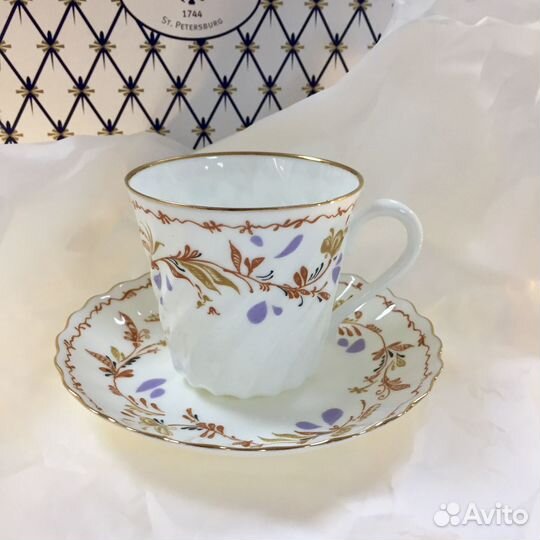 Чашка с блюдцем костяной фарфор ифз(лфз)