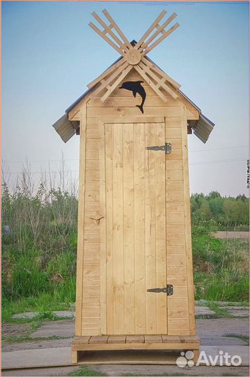 Дачный туалет деревянный прямоугольник HJK