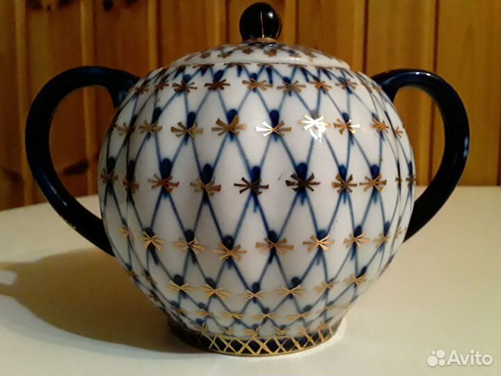 Сахарница сервиз кобальтовая сетка лфз