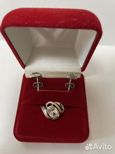 Серьги и кольцо серебро