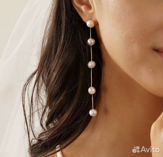 Серьги с натуральным жемчугом