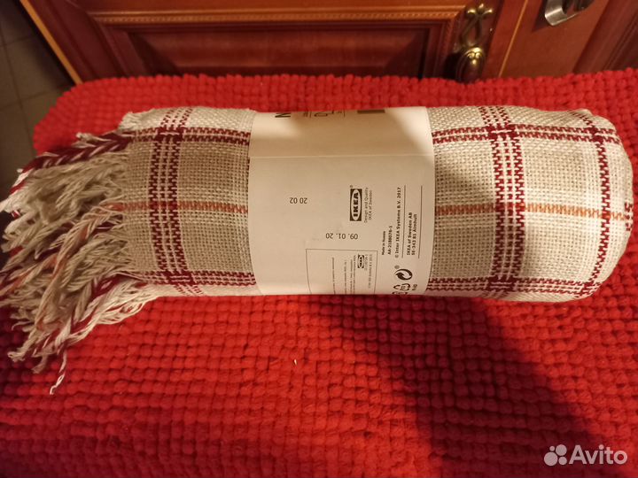 Плед новый светлый в клетку IKEA