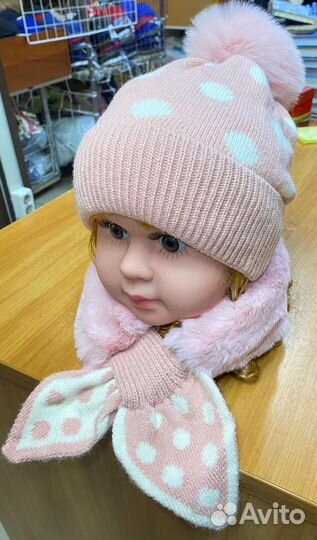 Шапка и снуд для девочки 3-5 лет из Ангоры