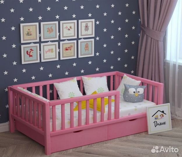 Кроватка высокий борт для малыша из массива сингл