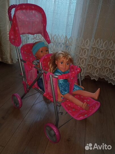 Игрушечная коляска для девочки двухместная