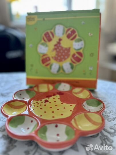 Тарелка-подставка под кулич и 9 яиц, диаметр 19 см