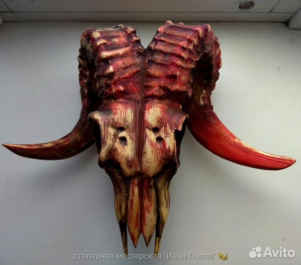 Деревянные черепа быка для декора