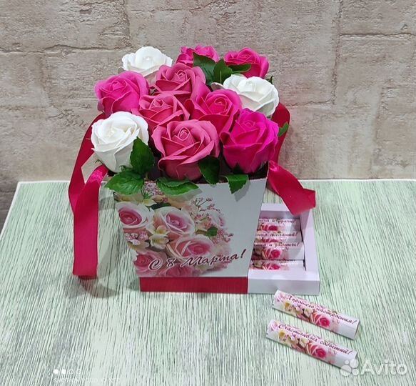 Мыло ручной работы, букеты из мыльных роз