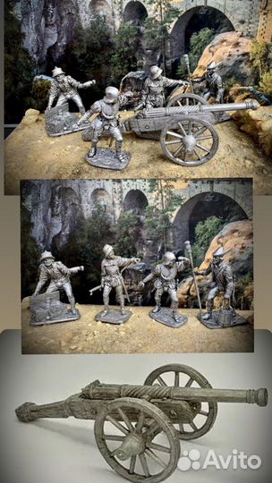 Оловянные солдатики Средневековые пушкари набор