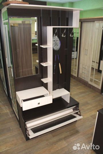 Прихожая с ящиком и зеркалом Венге/Дуб молочный