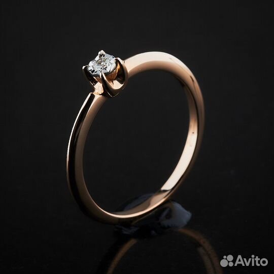 Кольцо из красного золота с алмазной гранью, брилл