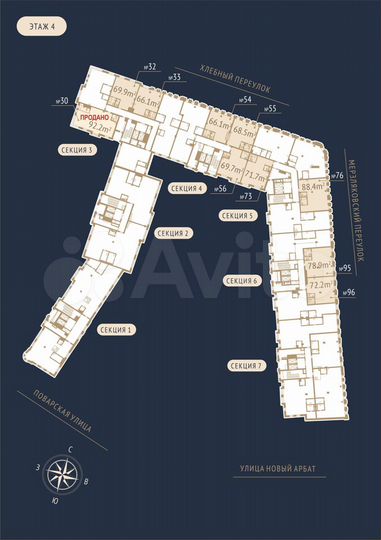 Своб. планировка, 78,9 м², 4/6 эт.