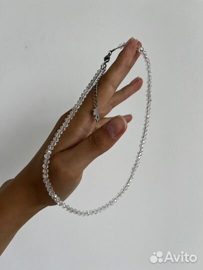 Чокер прозрачный, чешское стекло