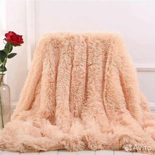 Плед пушистый травка