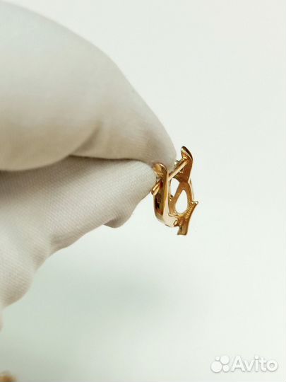 Серьги с синтетическим камнем Золото