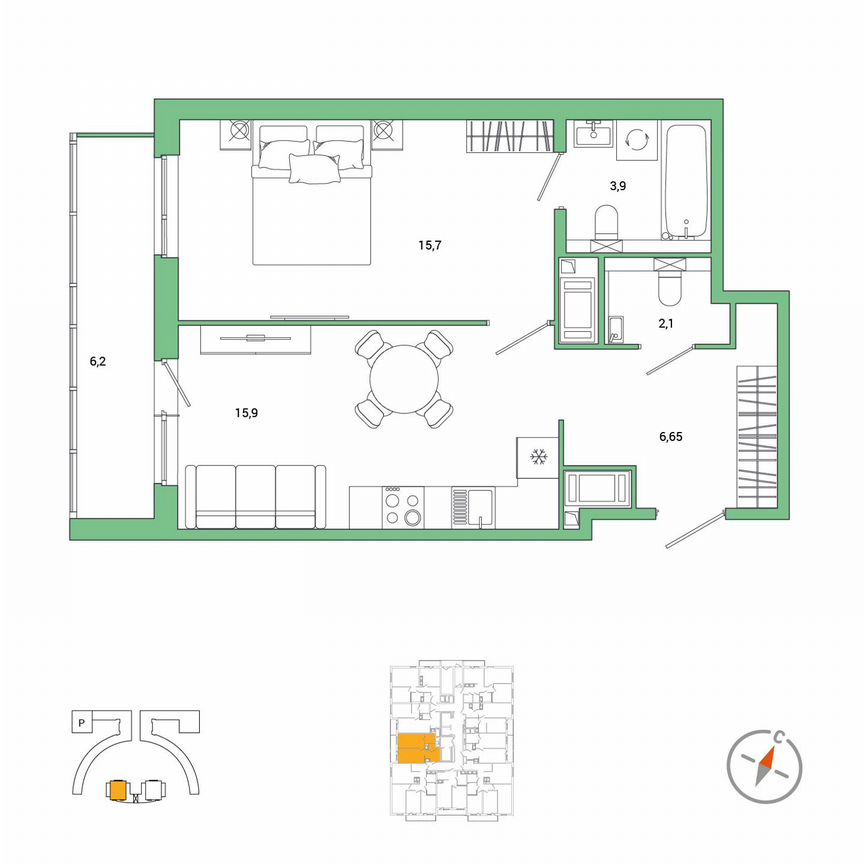 1-к. квартира, 47,4 м², 17/25 эт.