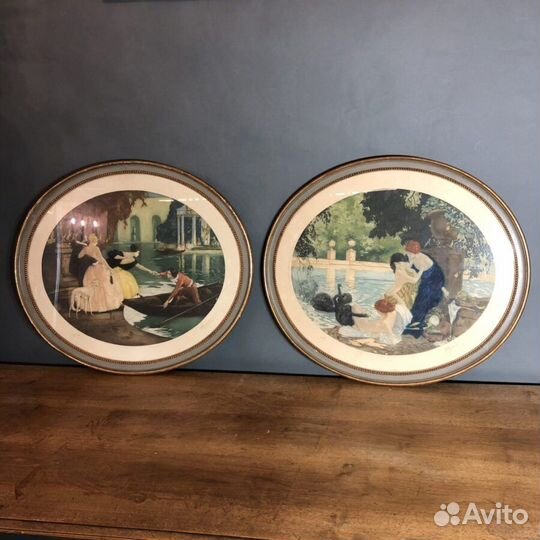 Парные антикварные офорты “На пруду” 1926 г