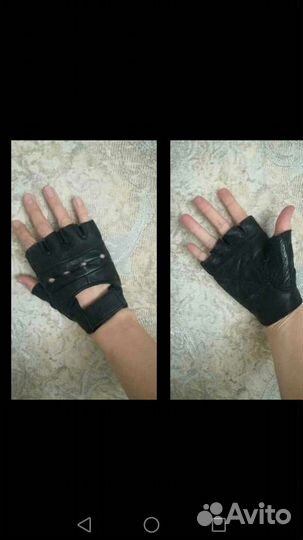 Перчатки. Без пальцев. Кожа натур. Велоперчатки